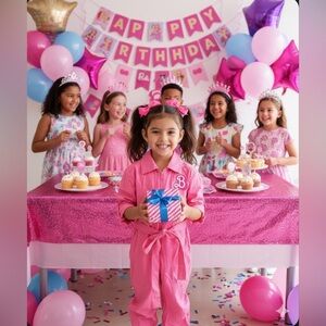 Barbie girls Jumpsuit  Girls size small in beautiful hot pink